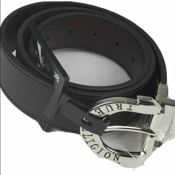 True Religion Mens Reversible Belt Black/Brown - Picture 1 of 8
